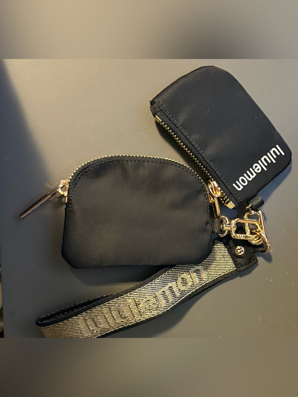 lululemon athletica Black Triple Pouch Wristlet